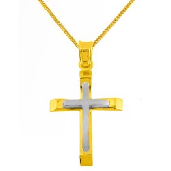 Χρυσός βαπτιστικός σταυρός Κ14 με αλυσίδα